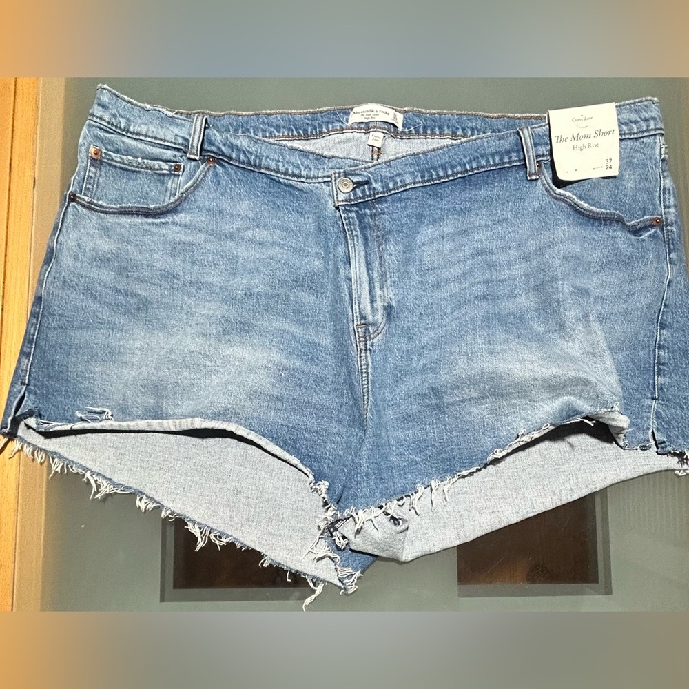 Abercrombie & Fitch Curve Love Women's The Mom Denim High Rise Short Size 37/24